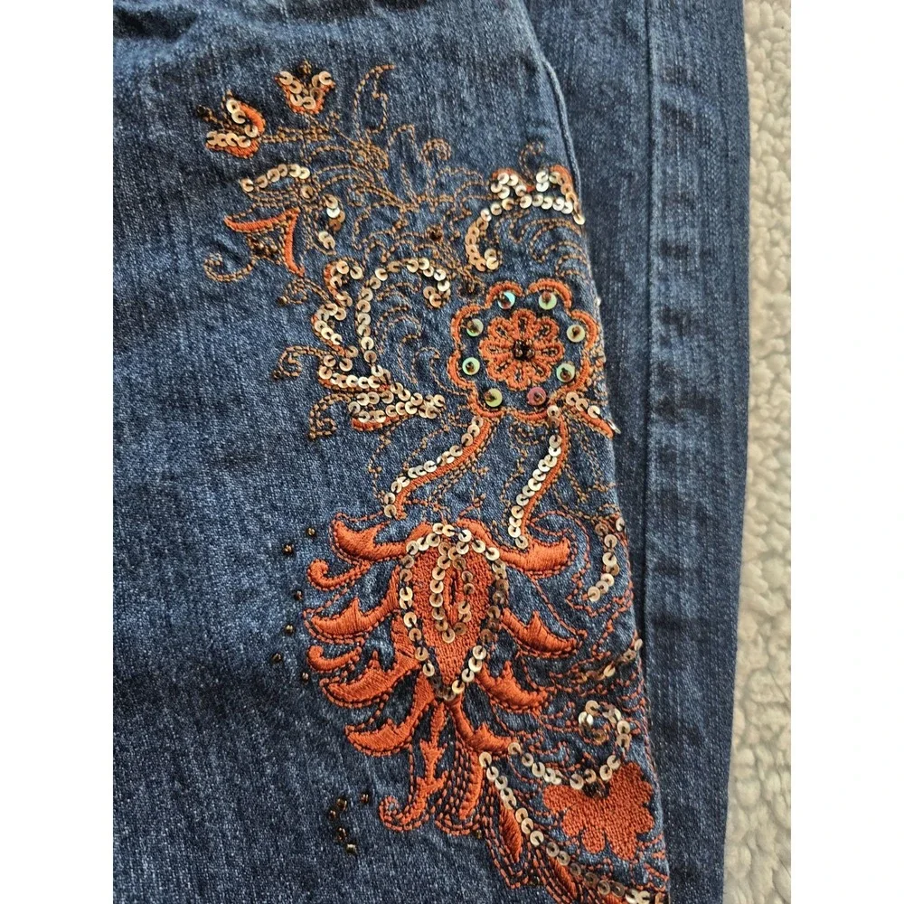 Christopher & Banks Women's Blue Embroidered Boot Cut Denim Jeans Size 6 28x31 - Picture 7 of 16